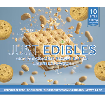Photograph of product: Just Edibles - Graham Cracker Peanut Butter Cookie Cream Sandwich  10pk (H) (100mg)