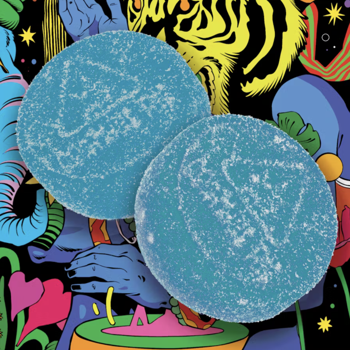 Photograph of product: Sapura 100mg Gummies - Blazing Blue Raspberry