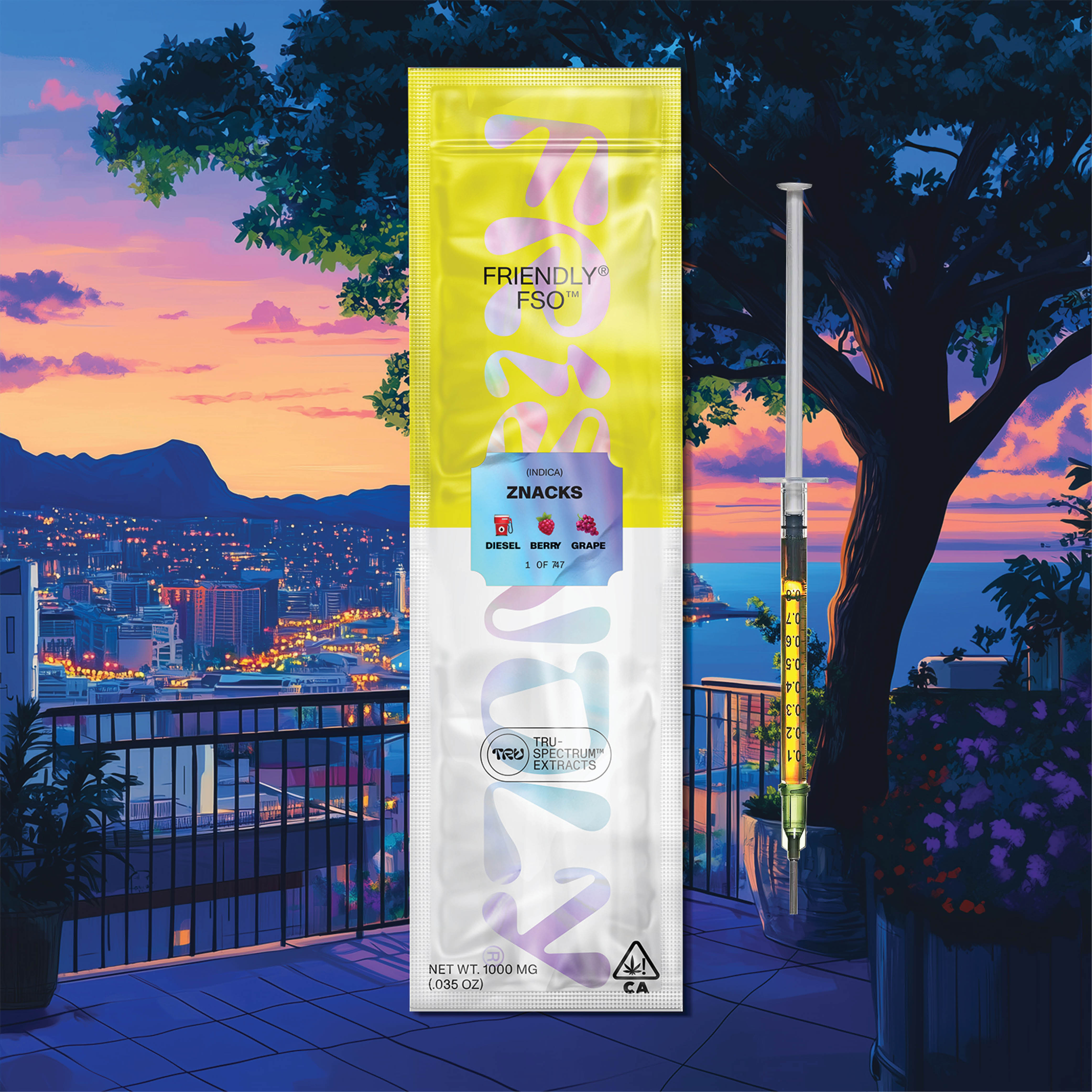 Photograph of product: Friendly - Znacks (Indica) Live Resin Full Spectrum Oil (1000mg)