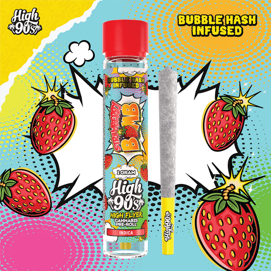Photograph of product: High 90s - Strawberry Bomb High Flyer 1g Preroll - 