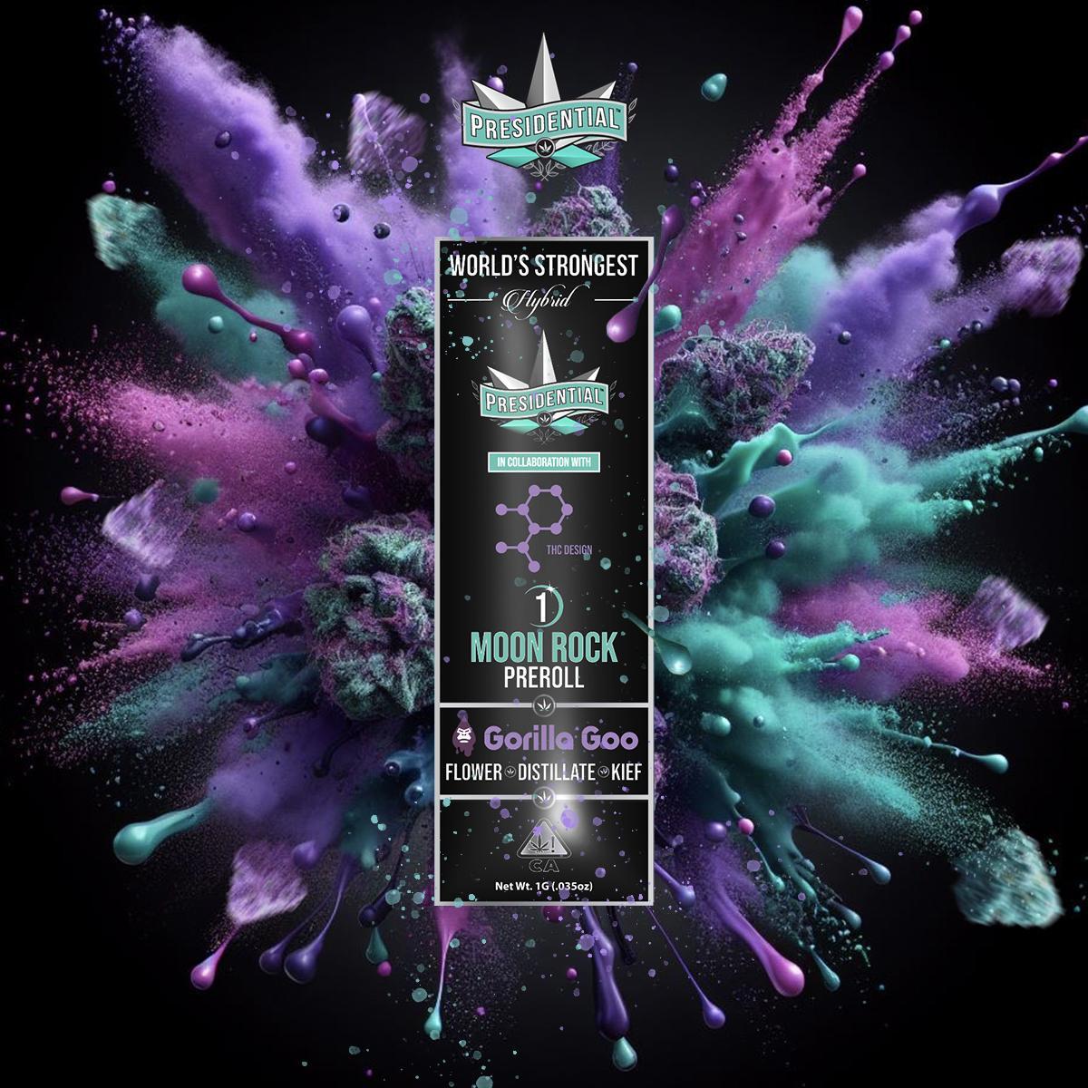 Photograph of product: Presidential Moon Rock Live Risen Pre-Roll Gorilla Goo (I)