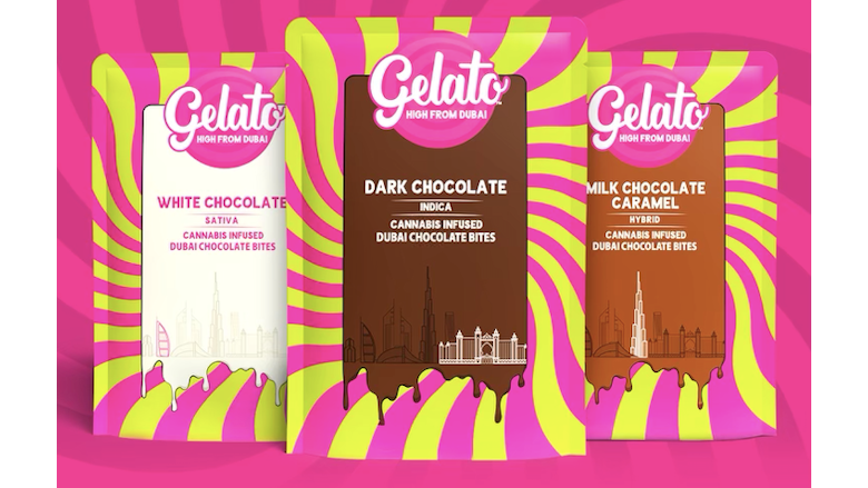 Photograph of product: Gelato High From Dubai White Chocolate Bar 200mg