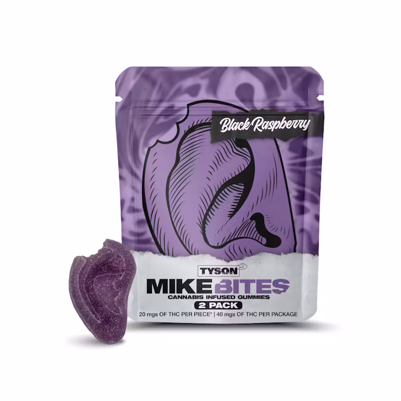 Photograph of product: TYSON 2.0 BLACK RASPBERRY MIKE BITES GUMMIES 40MG