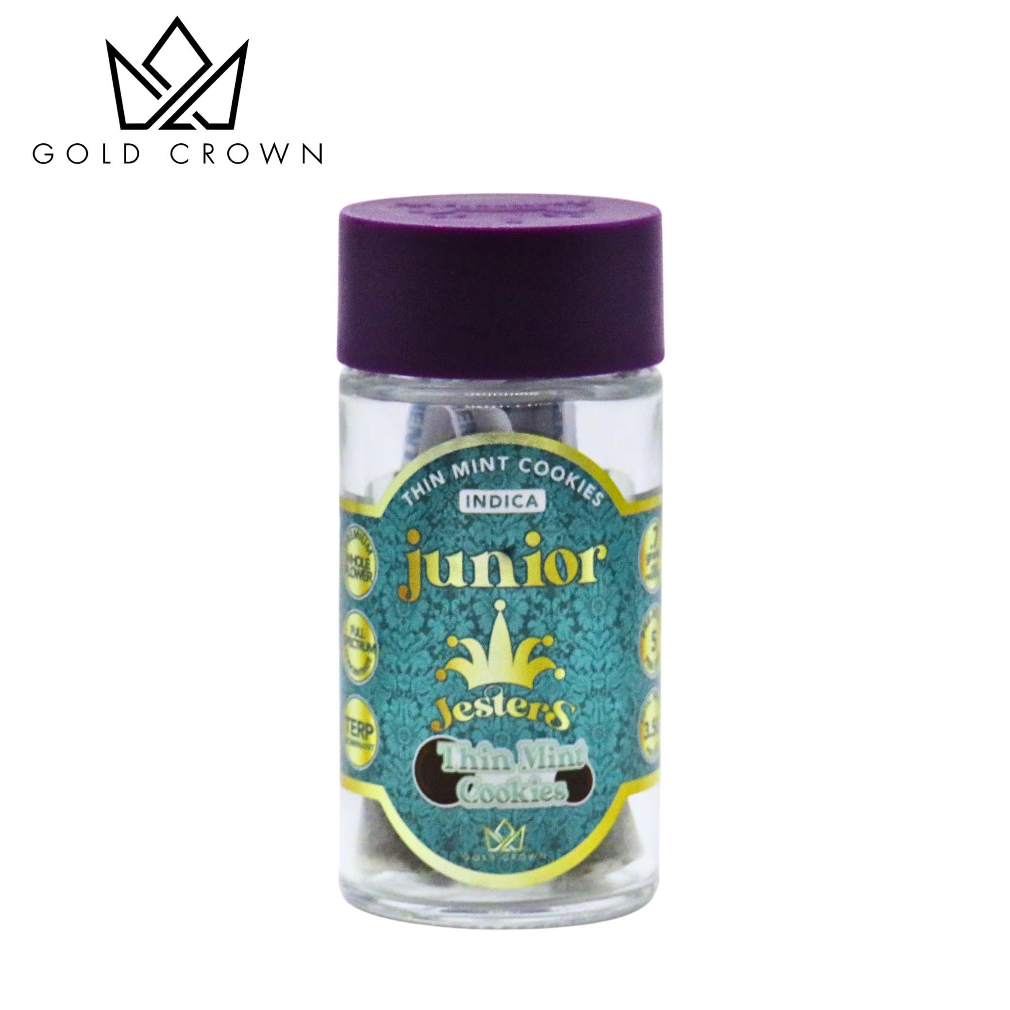 Photograph of product: Gold Crown | Jesters | Thin Mint Cookies | Live Resin Infused Preroll - 5 pack (3.5 gram)