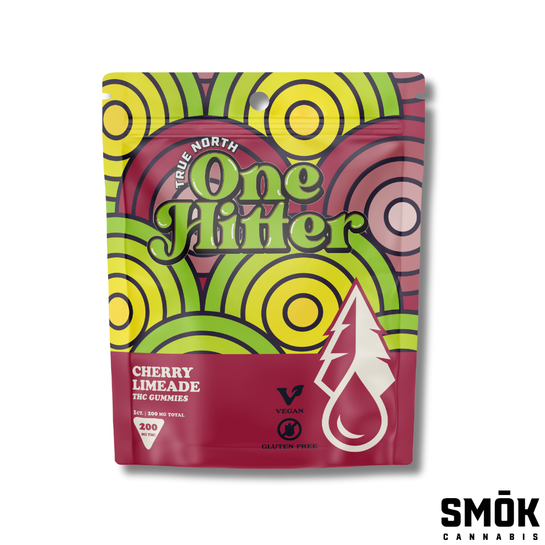 Photograph of product: True North One Hitter Gummies Cherry Limeade 200mg
