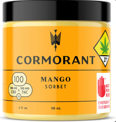Photograph of product: Mango 1:1 CBD Sorbet 200mg 4oz Cormorant FREEZER-B