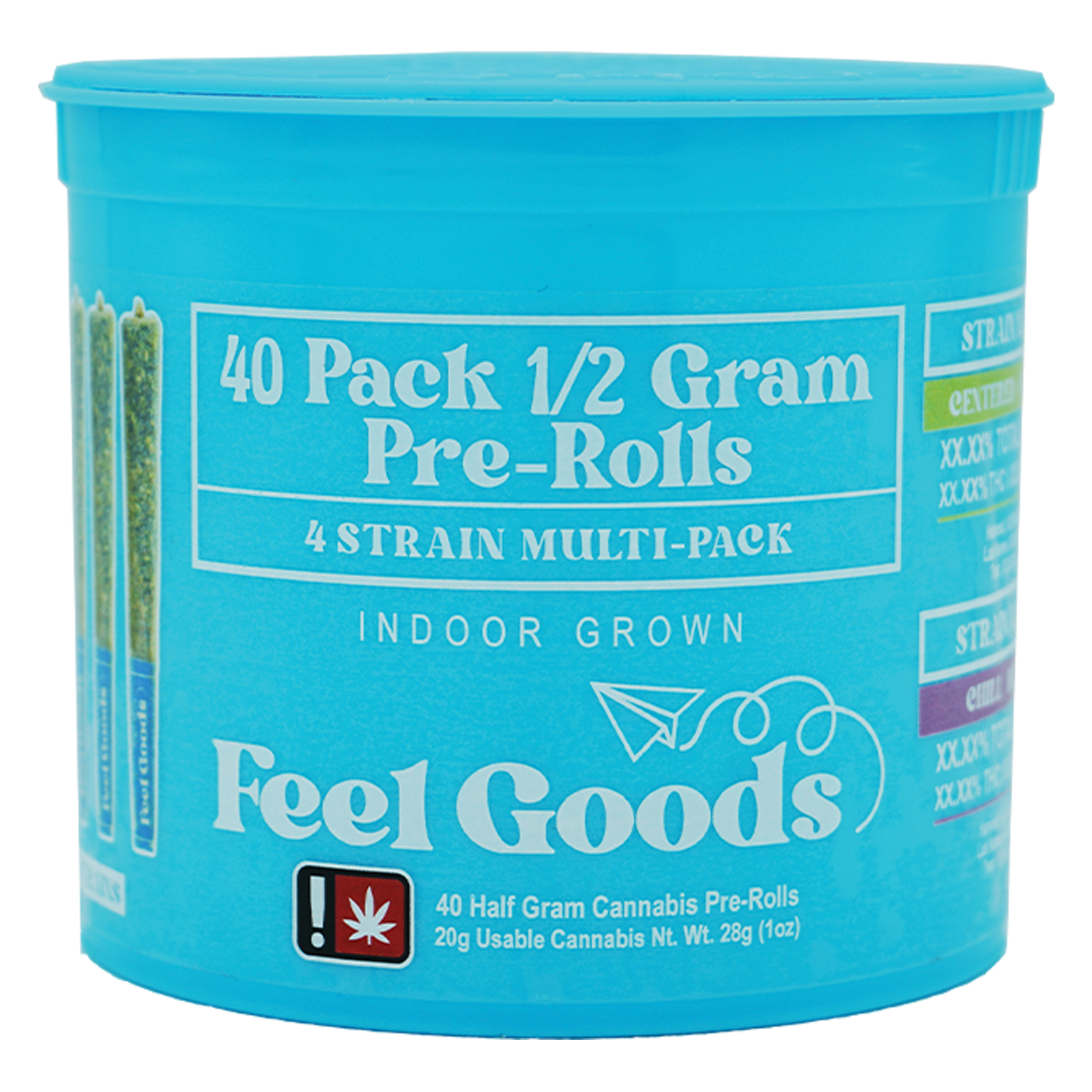 Photograph of product: 40pk Sour Secret + Cannon Runtz + RS1000 + Mac - Preroll Pack - Feel Goods