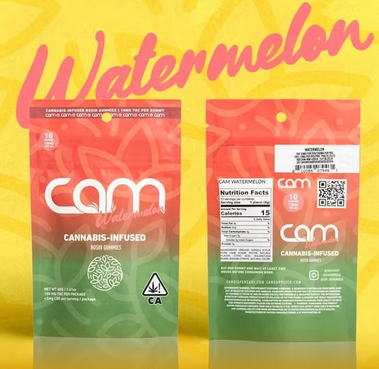 Photograph of product: CAM Watermelon 2:1:1 CBD:CBN:TH-oui Rosin Gummies 200mg