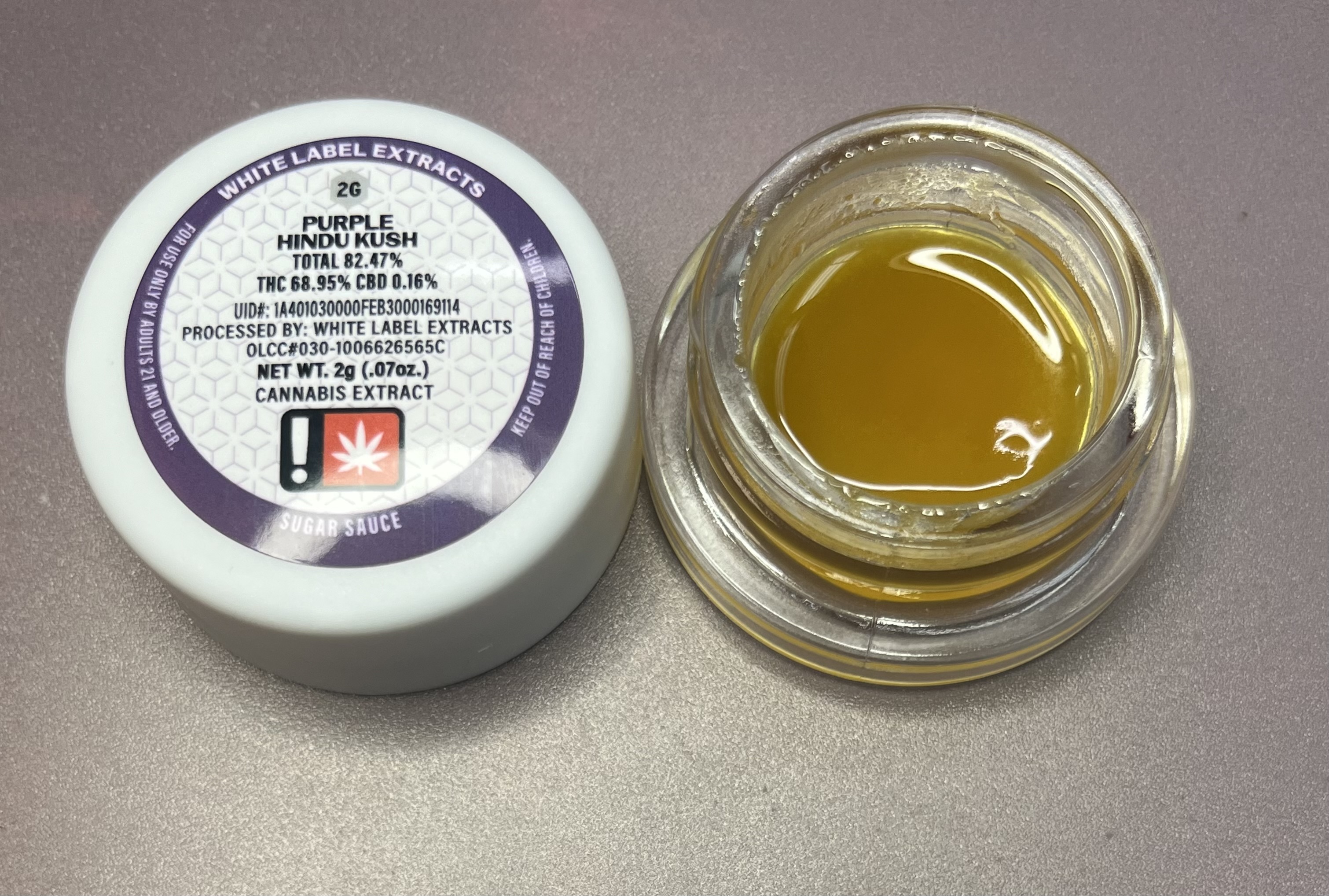 Photograph of product: Purple Hindu Kush Cured Resin - White Label Extracts