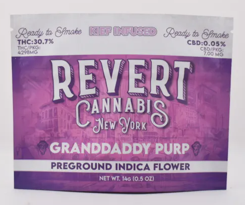 Photograph of Product: Granddaddy Purp Kief Infused Ground Flower | Indica | Revert - 14g