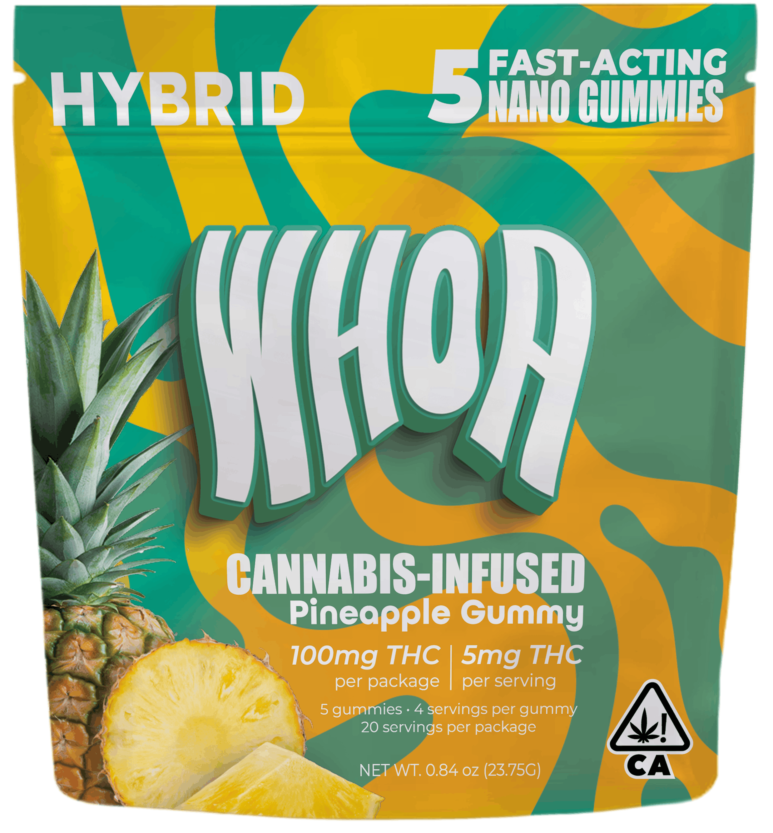 Photograph of product: PINEAPPLE | HYBRID GUMMY 5PK | 100MG