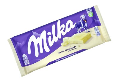 Photograph of product: Milka Chocolate Bar - White Chocolate (Germany)