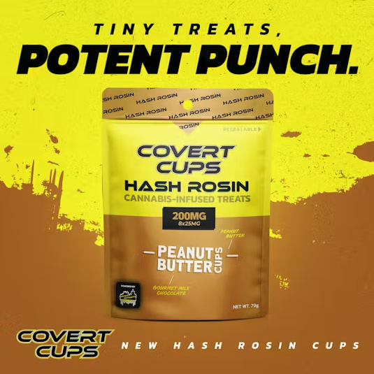 Photograph of product: Covert Cups 200mg au chocolat Rosin Infused Treats - Peanut Butter Cups