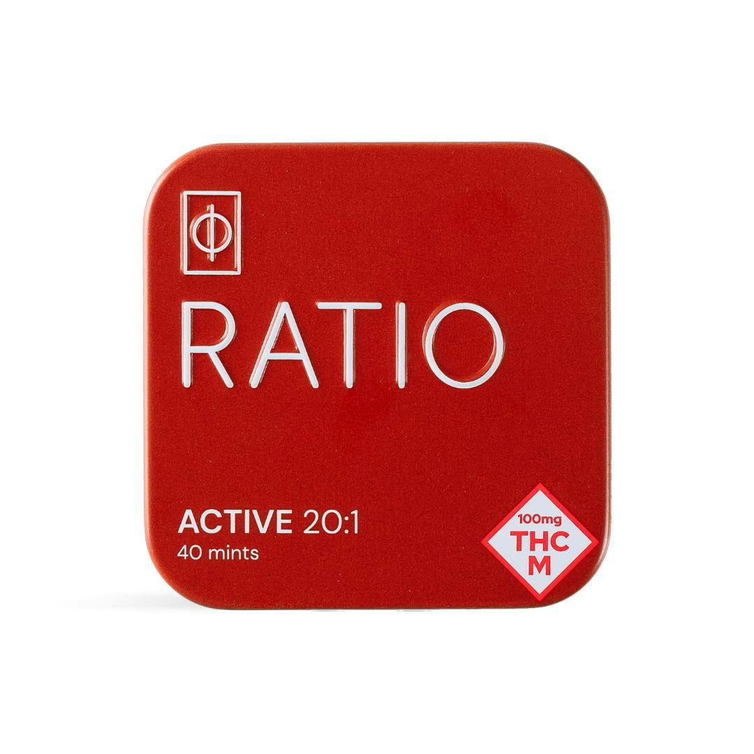 Photograph of product: Ratio - Active - 20:1 TH-oui:CBD - Microdose Mints - 100mg (40pk)