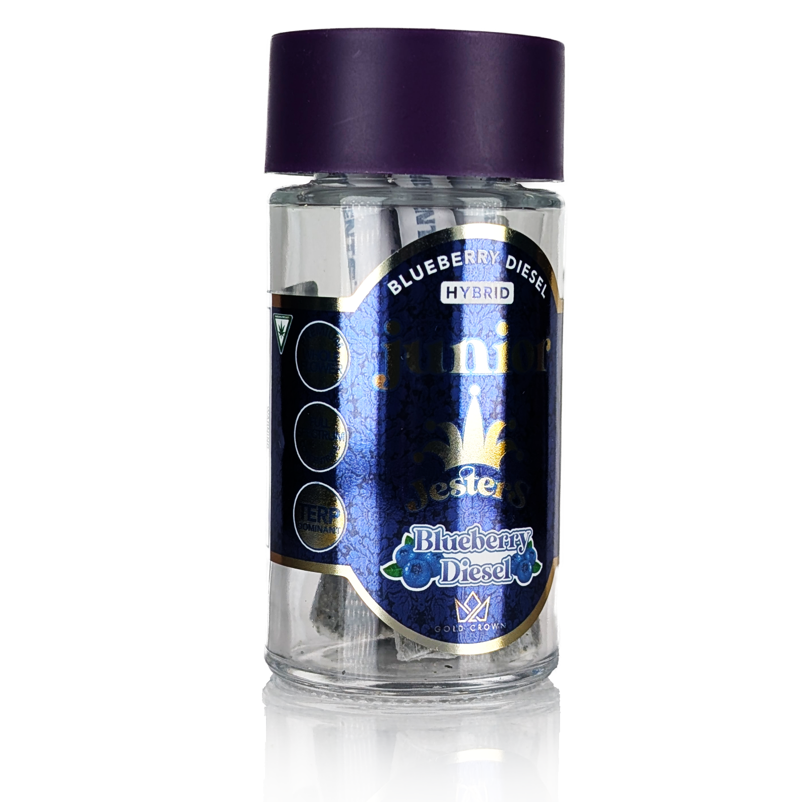 Photograph of product: JESTER JUNIORS - BLUEBERRY DIESEL - (5X.7G) LIVE RESIN INFUSED PRE-ROLL
