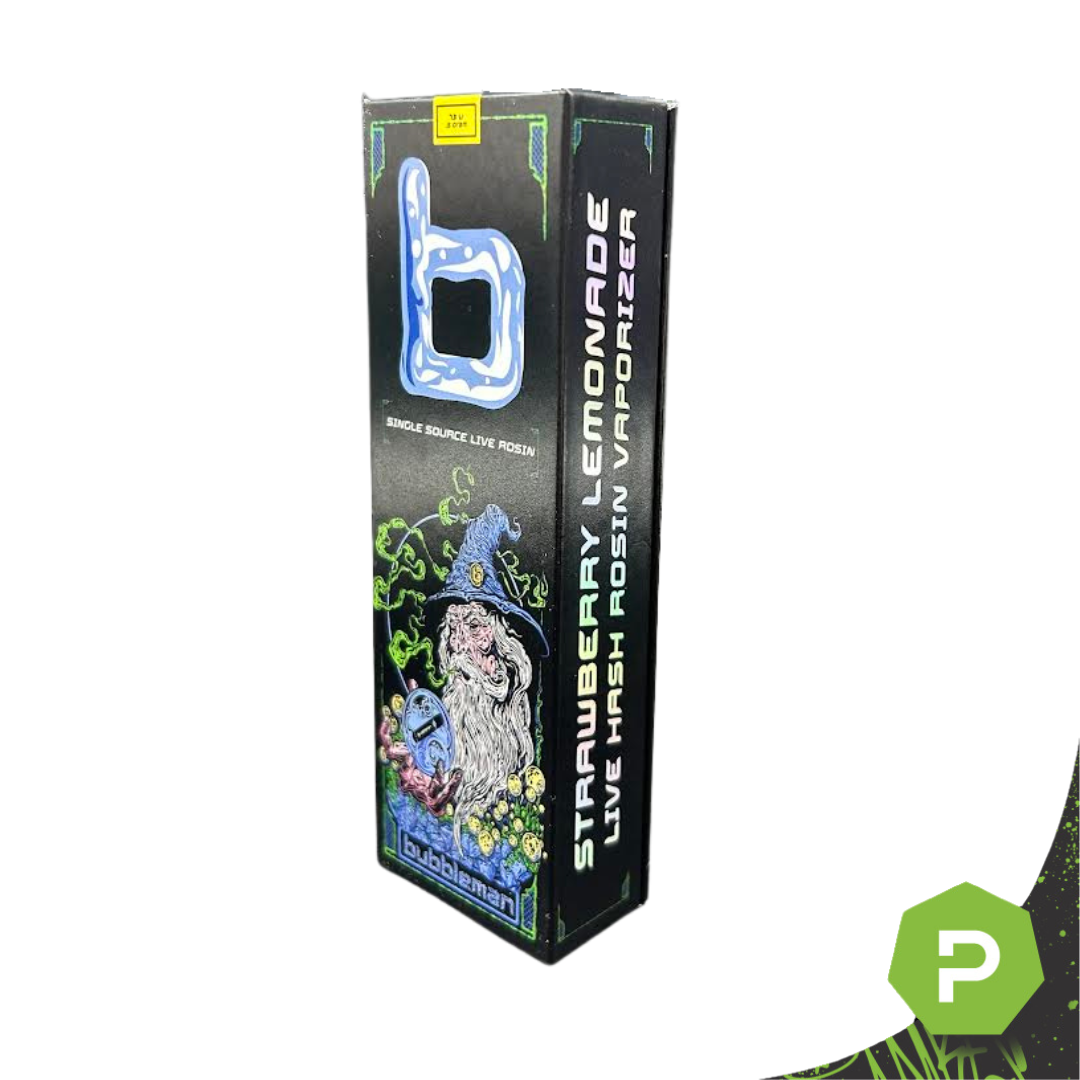 Photograph of product: Bubbleman Live Rosin Disposable | Strawberry Lemonade 90U
