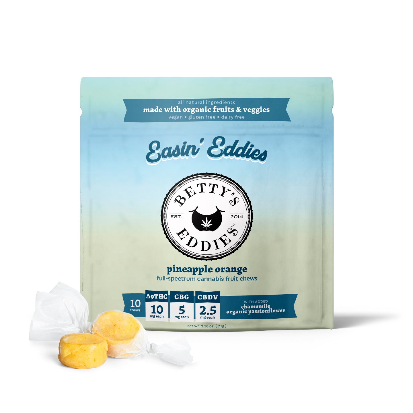 Photograph of product: BETTY'S 100mg: Pineapple Orange 2:2:1