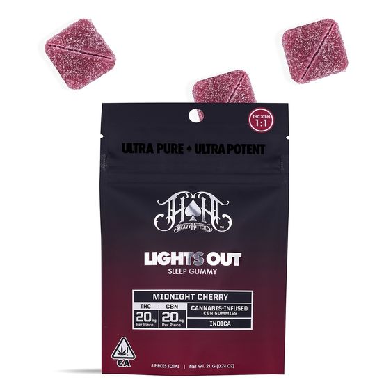 Photograph of product: Heavy Hitters - TH-oui/CBN Gummies (Midnight Cherry) - 