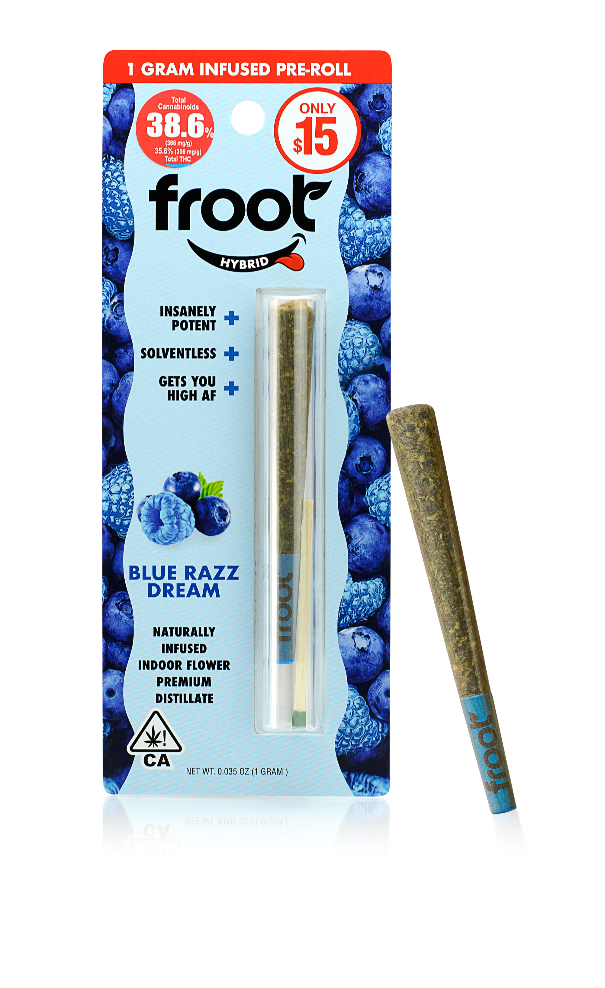 Photograph of product: Froot Blue Razz Preroll $20 | Non-Oui'd Accessory $13 | Oui'd Good $2 | Excise Tax $0.3