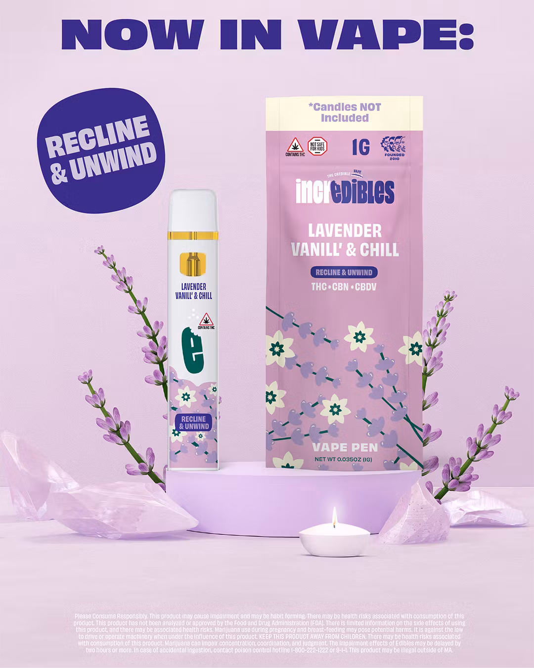 Photograph of product: Lavender Vanilla 14:1:1 TH-oui:CBDV:CBN - Disposable Vape