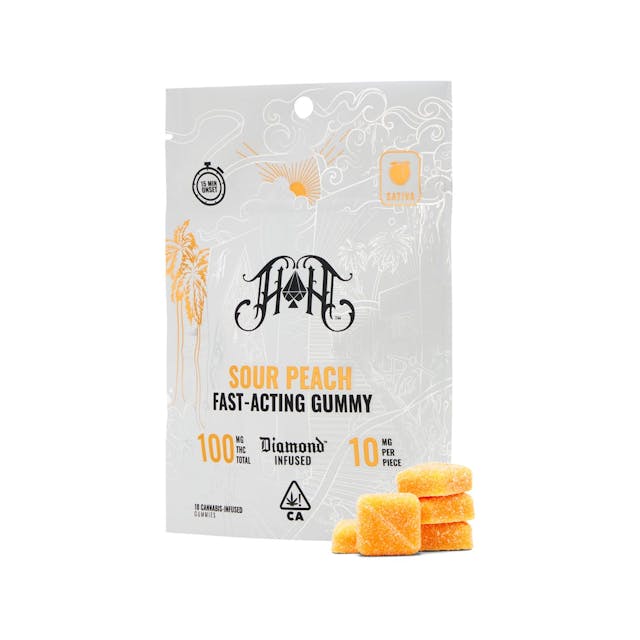 Photograph of product: Sour Peach | Oui'd - Fast-Acting Gummies - 100mg TH-oui