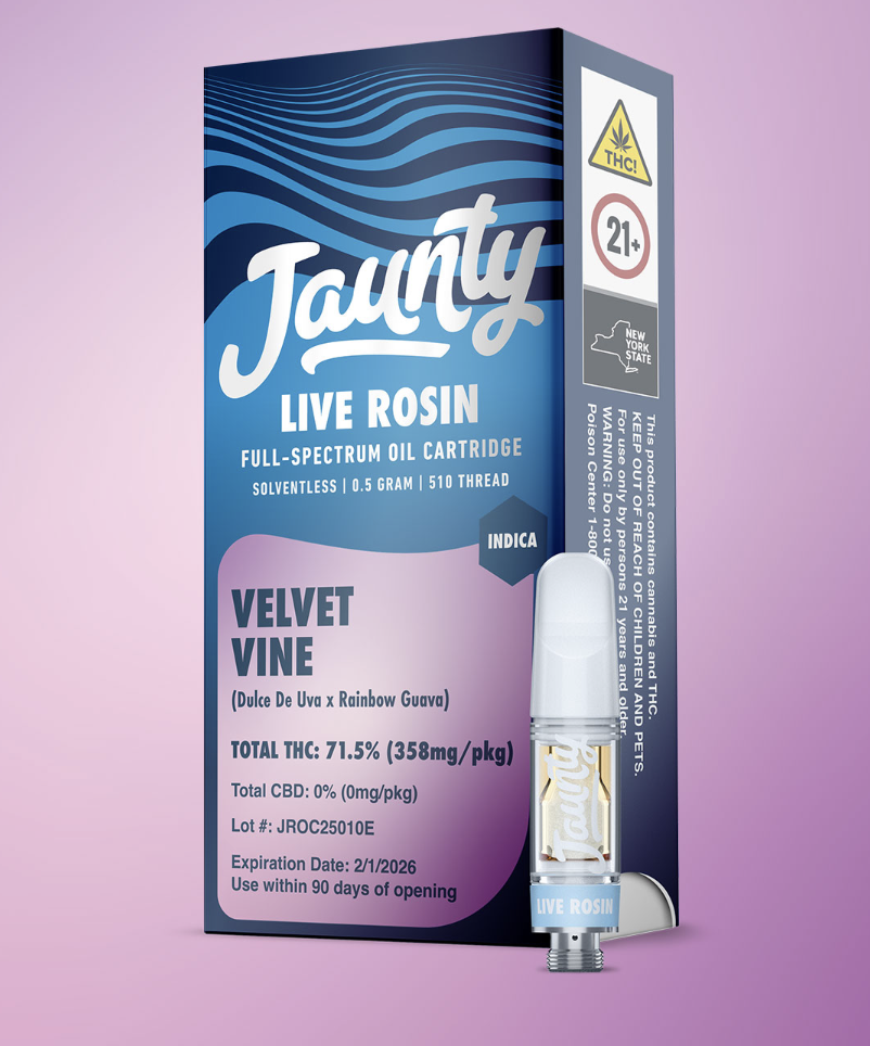 Photograph of product: Jaunty | Velvet Vine Live Rosin Vape Cartridge