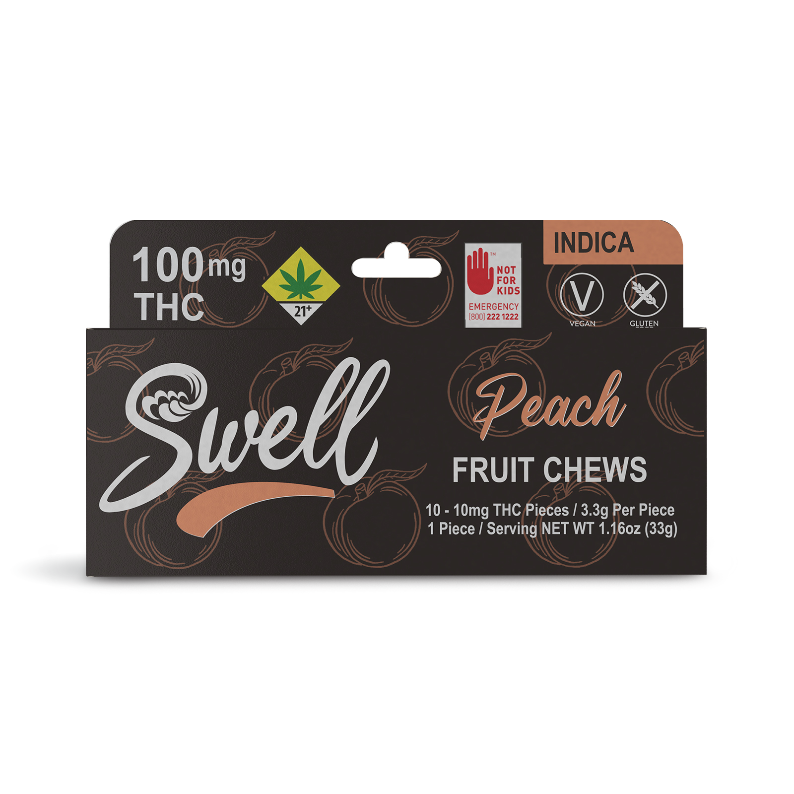 Photograph of product: Swell Peach Oui'd Chews 10Pk 100mg