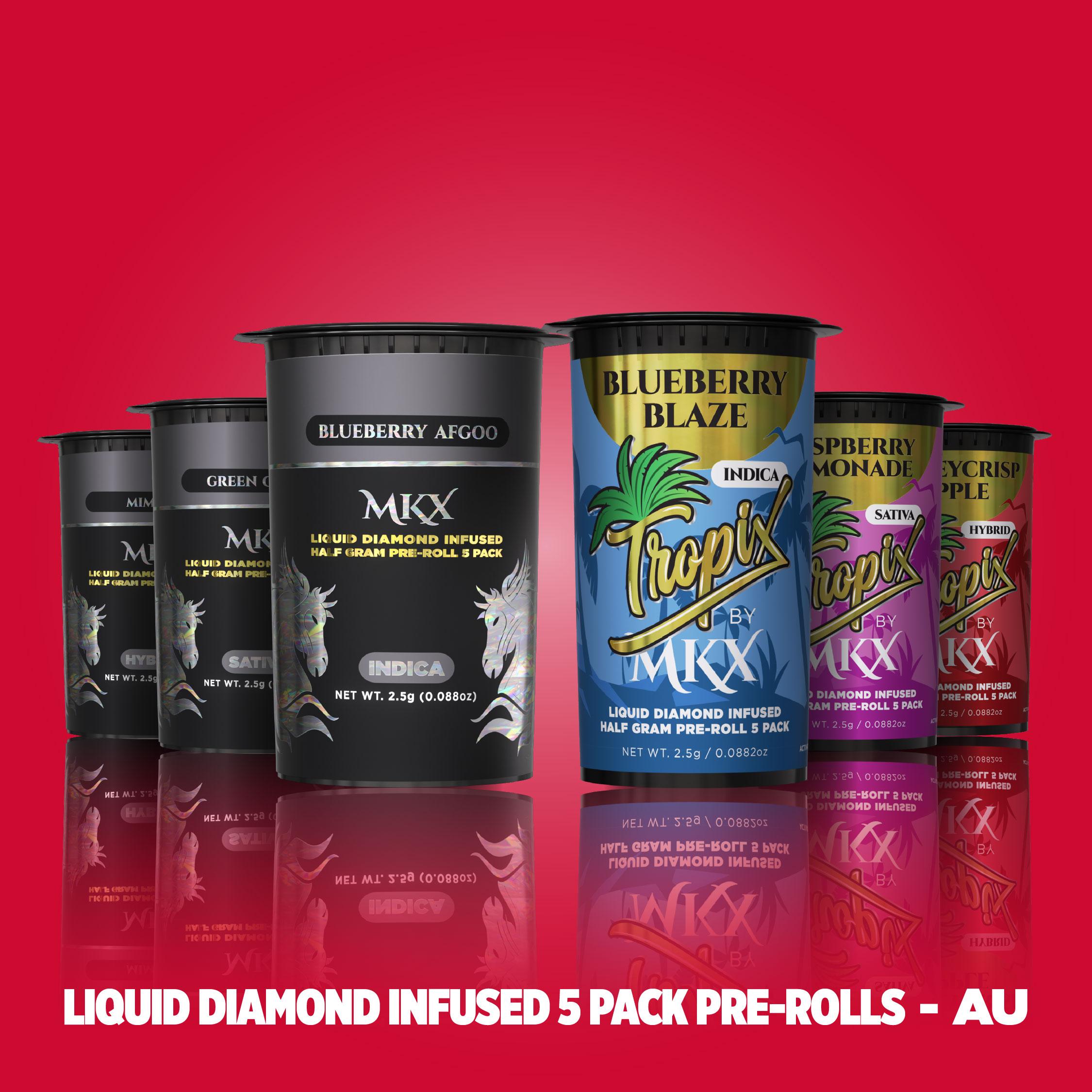 Photograph of product: MKX - Liquid Diamond Pre-Rolls (5 Pack) - Blueberry Blaze