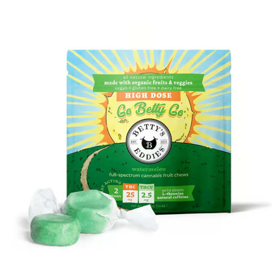 Photograph of product: Betty's Eddies | Fruit Chews | Go Betty Go Watermelon 4:1 TH-oui : TH-ouiV | 2pk 50mg