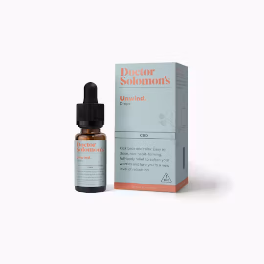 Photograph of product: Dr. Solomon's - Tinctures 20:1 - Unwind (475mg CBD/ 25mg TH-oui)