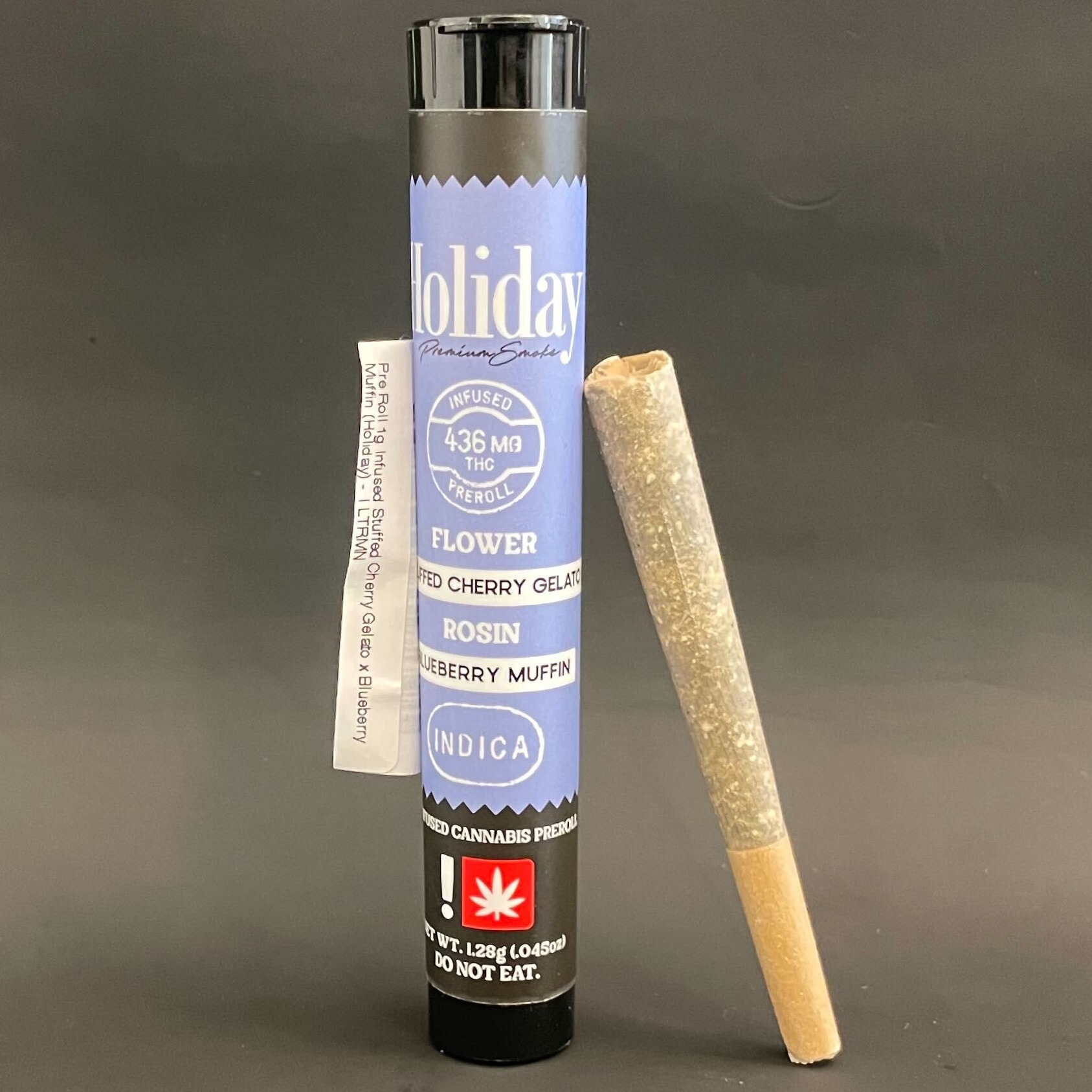 Photograph of product: Pre-Roll Infused 1g Stuffed Cherry Gelato x Blueberry Muffin (Holiday)
