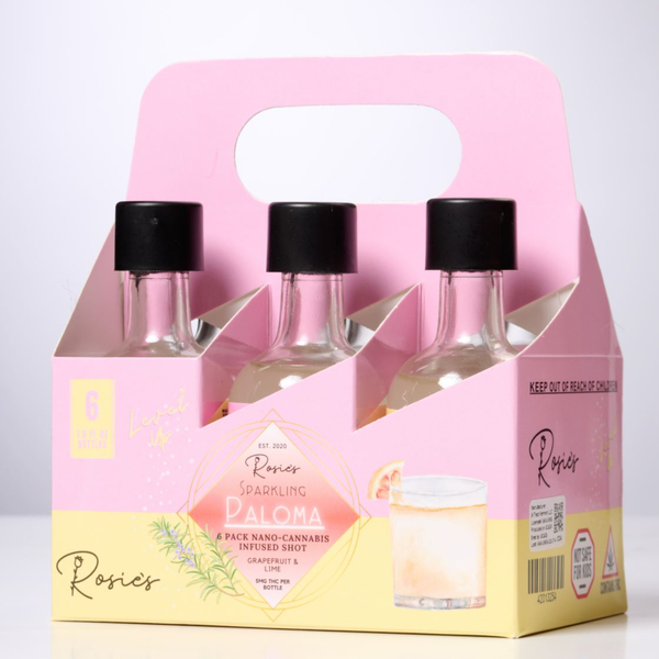 Photograph of product: Rosie's | 30mg TH-oui | Sparkling Paloma Nano-Shooters | 6 pack