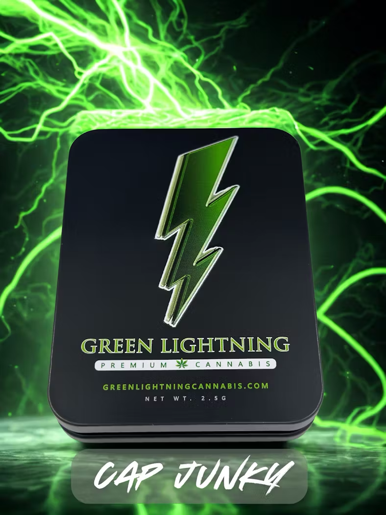 Photograph of product: Green Lightning | Cap Junky (I-H) Pre Rolls | 5 Pack (2.5g)