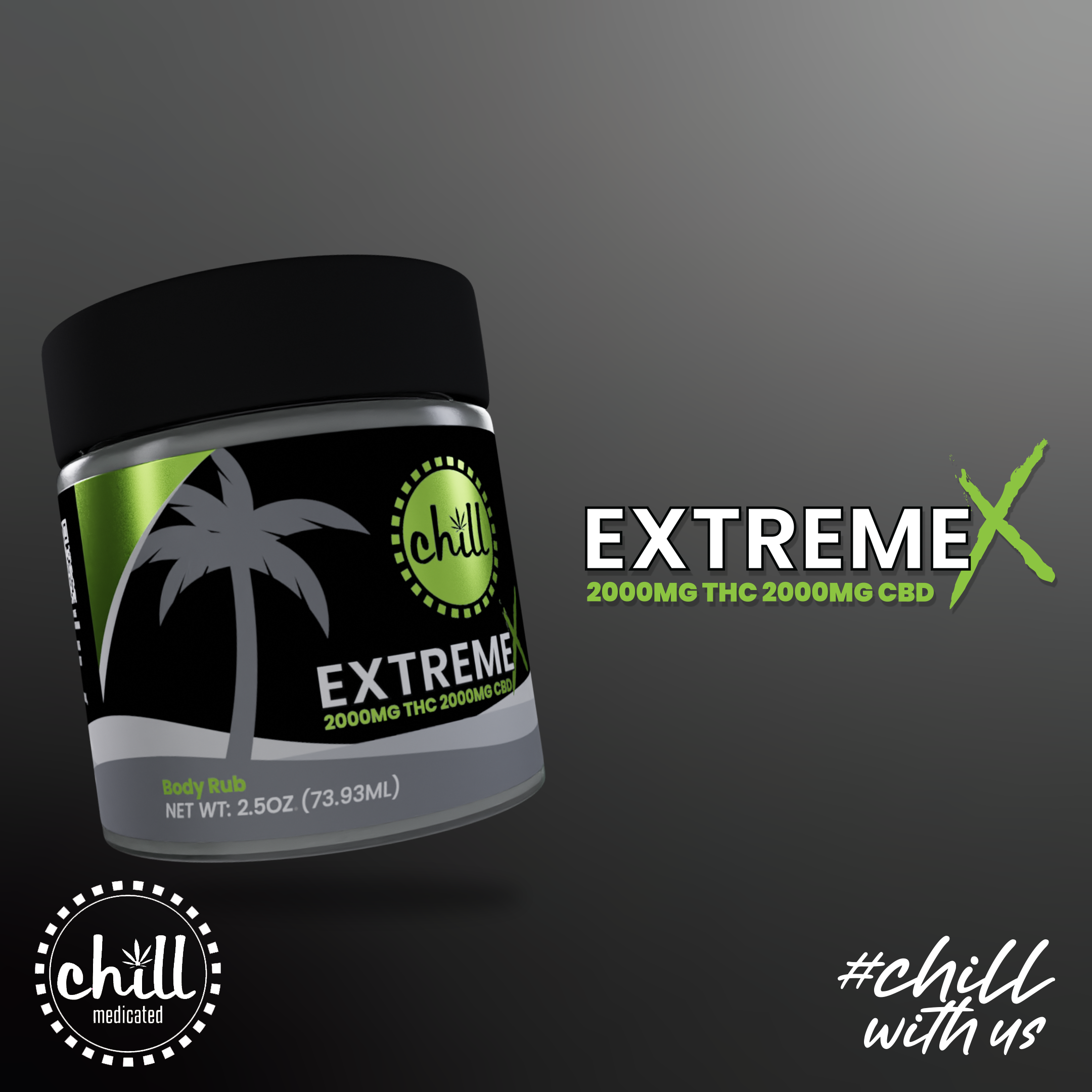 Photograph of product: EXTREME X | 1:1 CBD:TH-oui | 2000mg | Body Rub