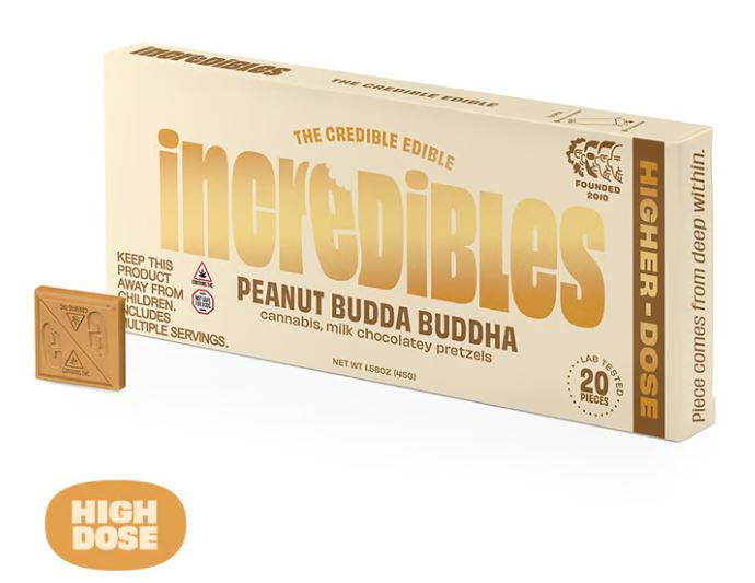 Photograph of product: Incredibles Chocolate Peanut Budda Buddha 500mg