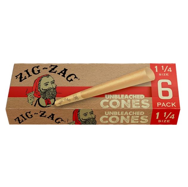 Photograph of product: Zig Zag Unbleached Pre-Rolled Cones 1.25" 6PK (A0148)