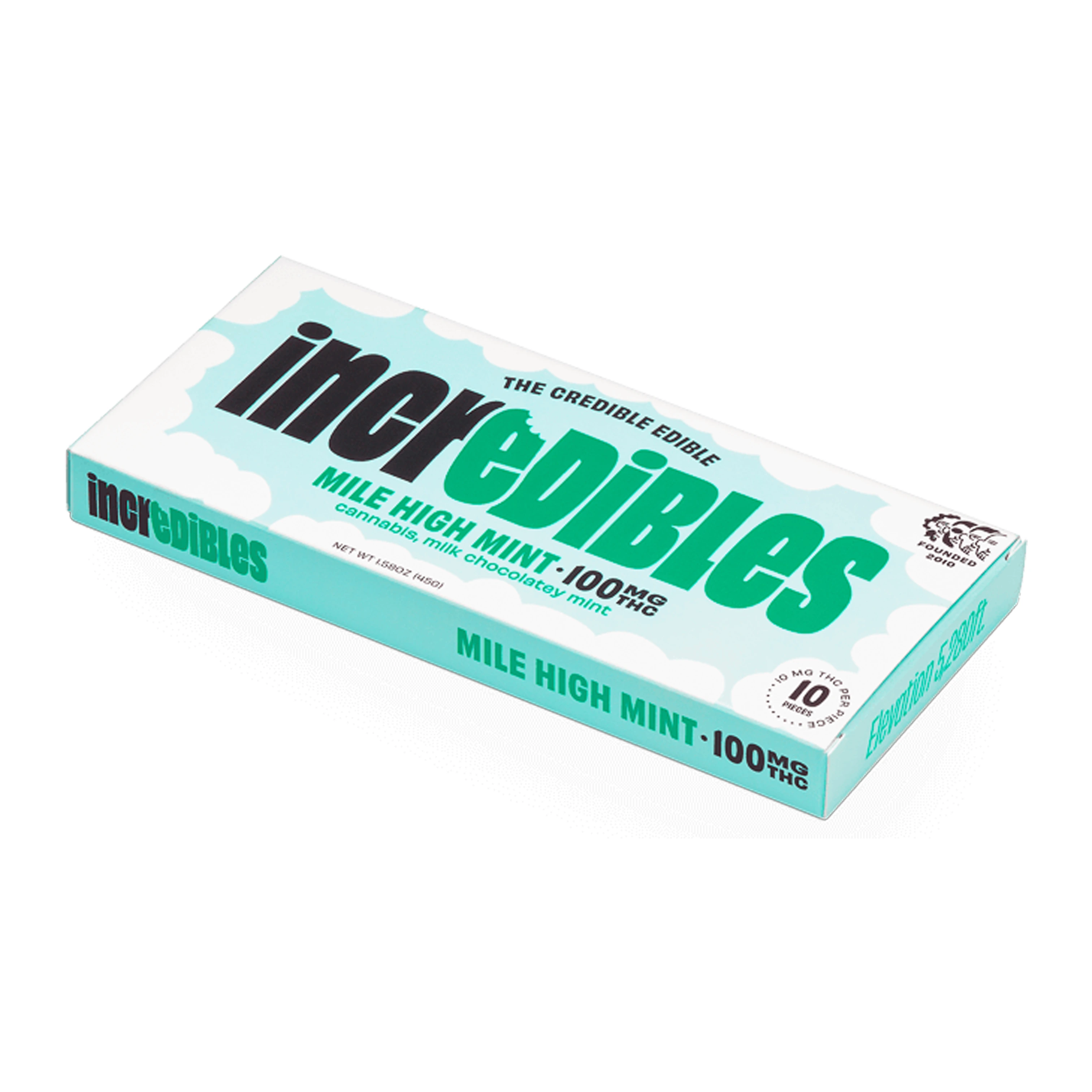 Photograph of product: Mile High Mint Chocolate Bar 100mg (10-Pack | 10mg Each)