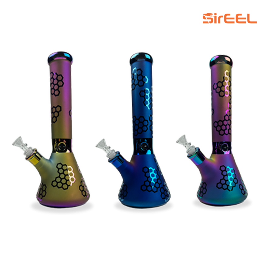 Photograph of product: Etched Image | Iridized Beaker Bong