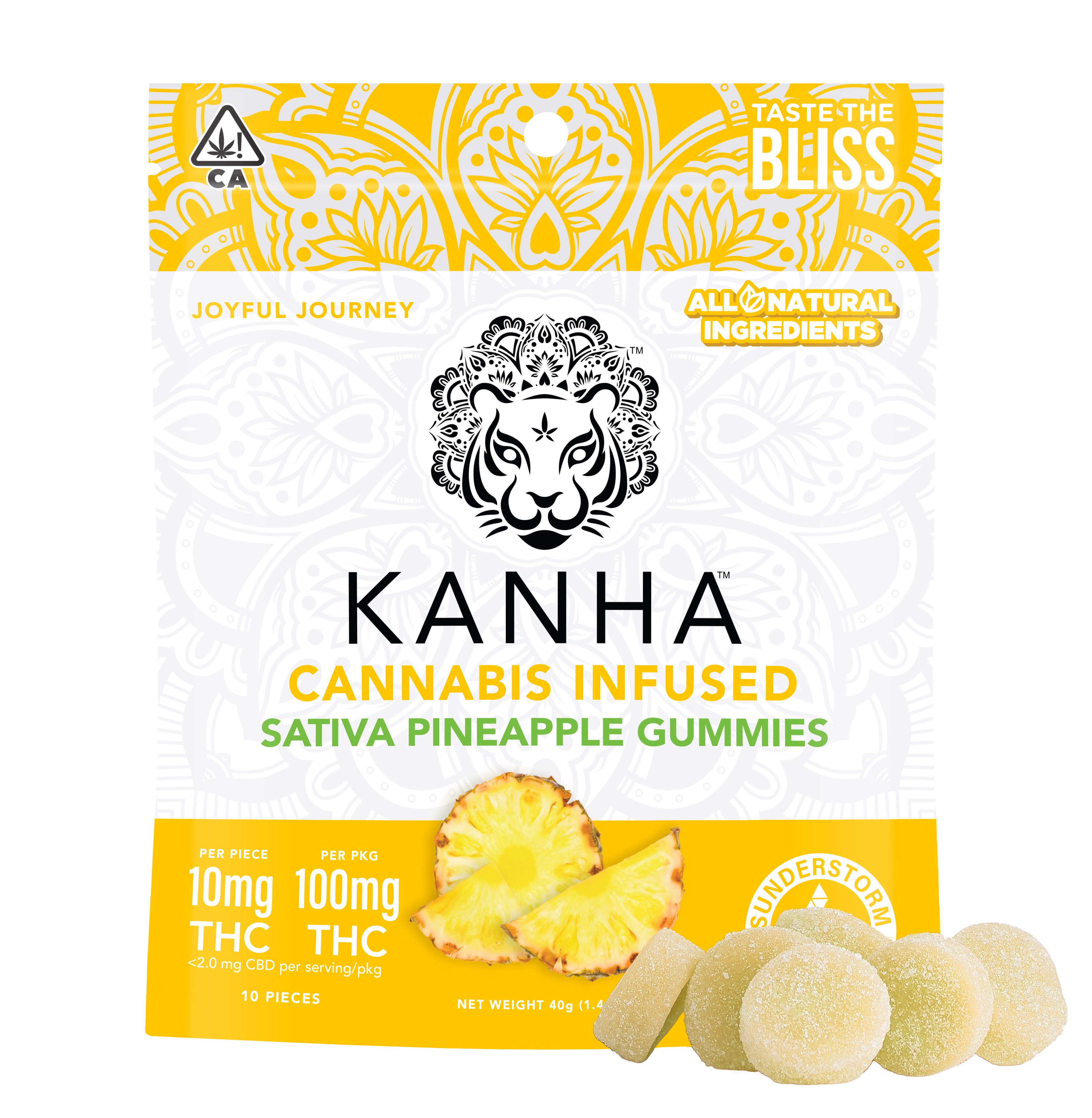 Photograph of product: PINEAPPLE SATIVA GUMMIES 100MG