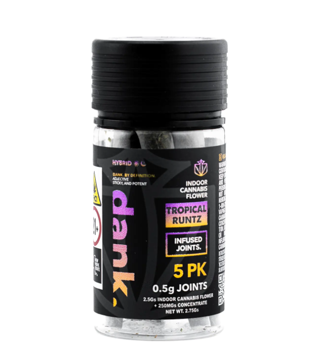 Photograph of Product: Dank | Infused Preroll | 5 Pack | Tropical Runtz 2.75g