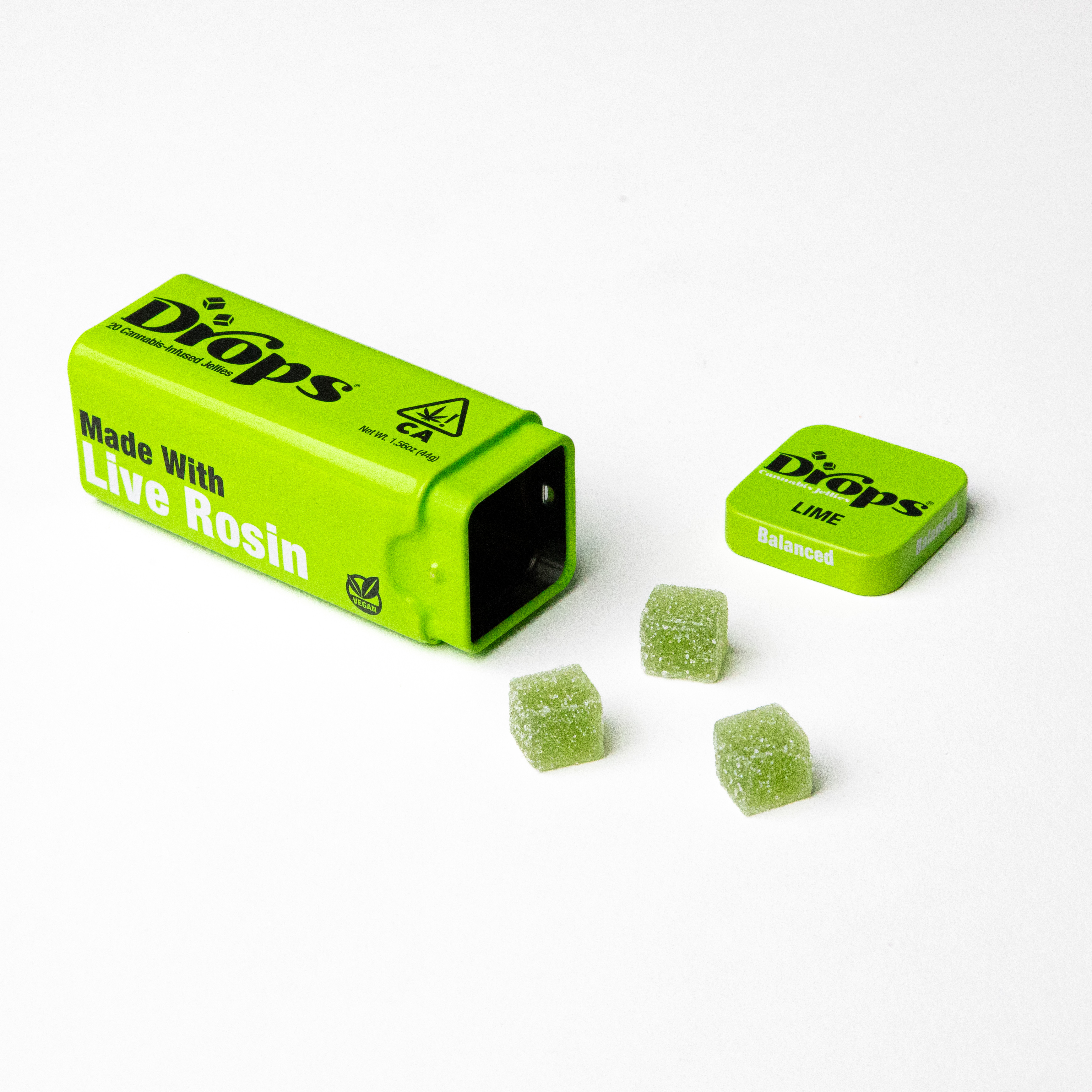 Photograph of product: Drops | TH-oui Jellies 20 Pieces | Lime (Balanced) | 100mg
