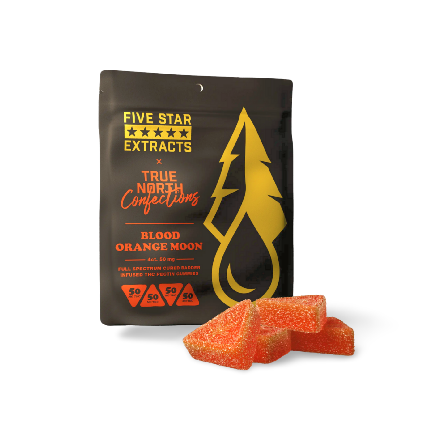 Photograph of product: Five Star Extracts | Blood Orange Moon Gummies  Full Spectrum | 200mg