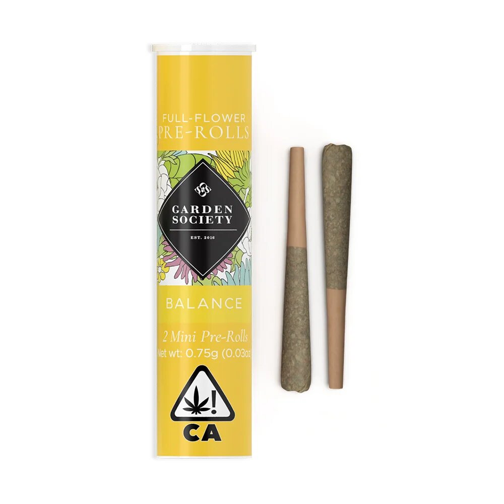 Photograph of product: Balanced Hybrid 2pk Pre-Rolls Garden Society