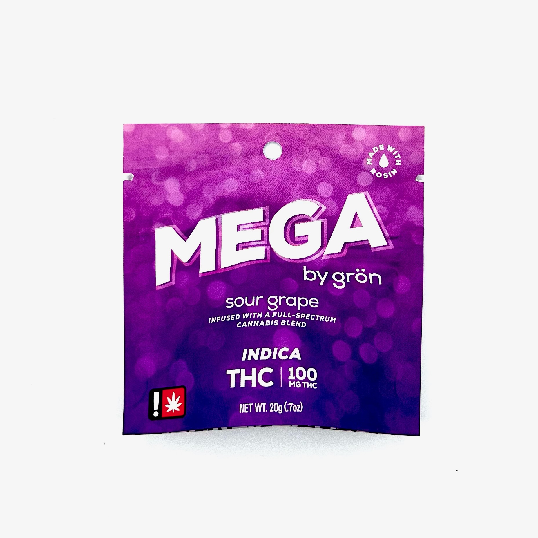 Photograph of product: Gron | Sour Grape | TH-oui |  Full Spectrum | 100mg Mega Pearl Gummy