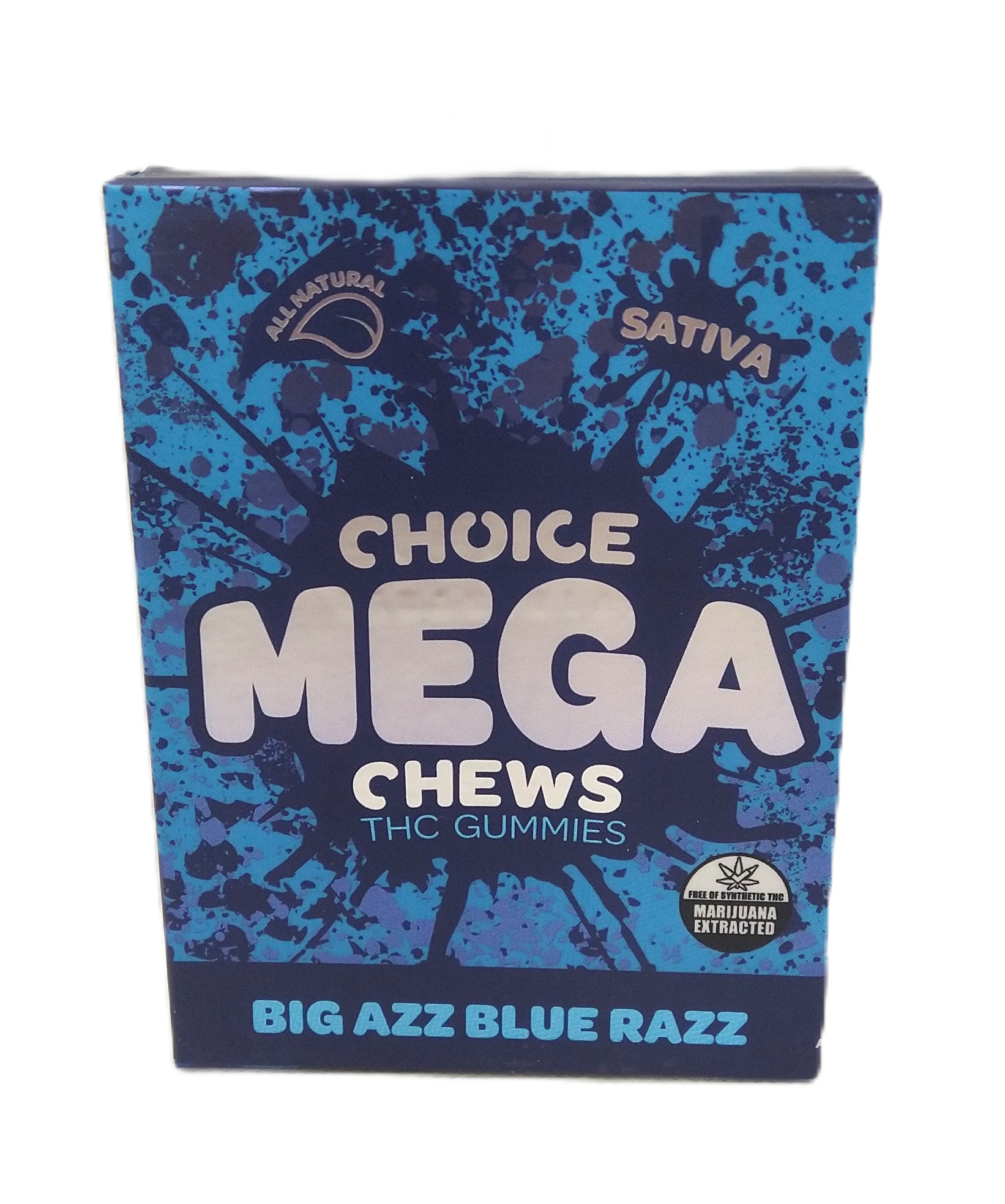 Photograph of product: Choice | Big Azz Blue Razz | Mega Chew Infused Gummy | 200mg (2pk) | Oui'd