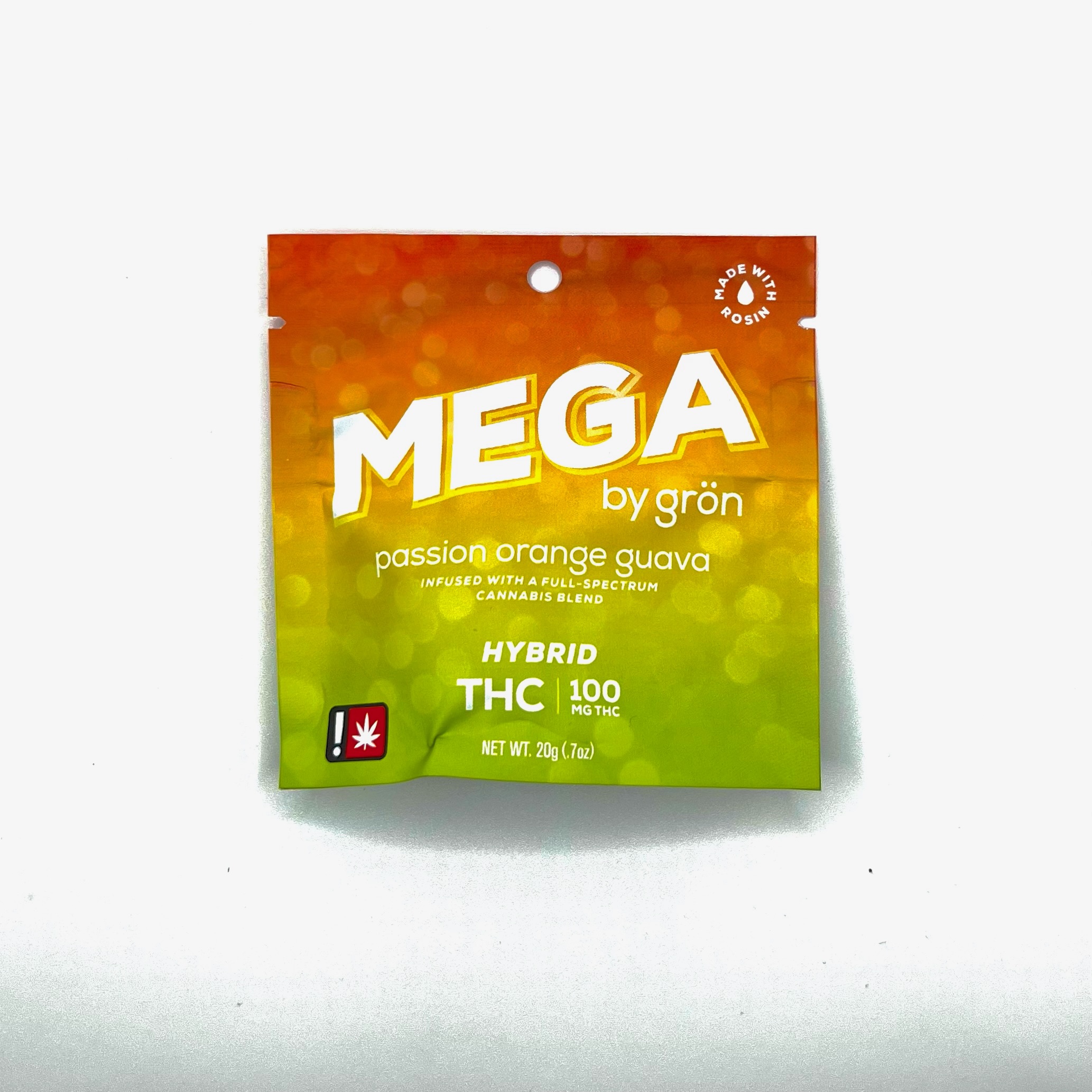 Photograph of product: Gron | Passion Orange Guava | TH-oui | Full Spectrum | 100mg Mega Pearl Gummy