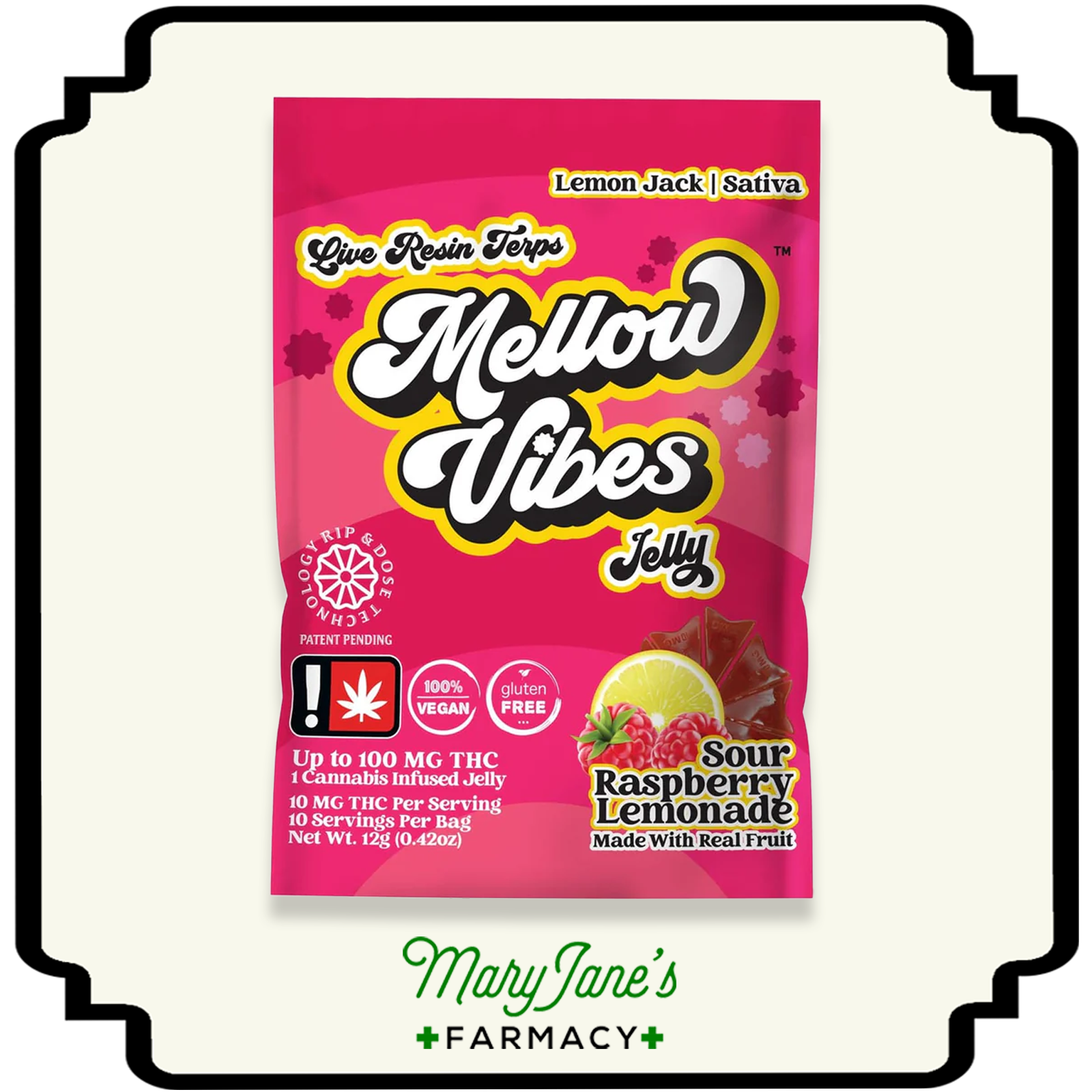 Photograph of product: Sour Raspberry Lemonade Jelly | 100mg