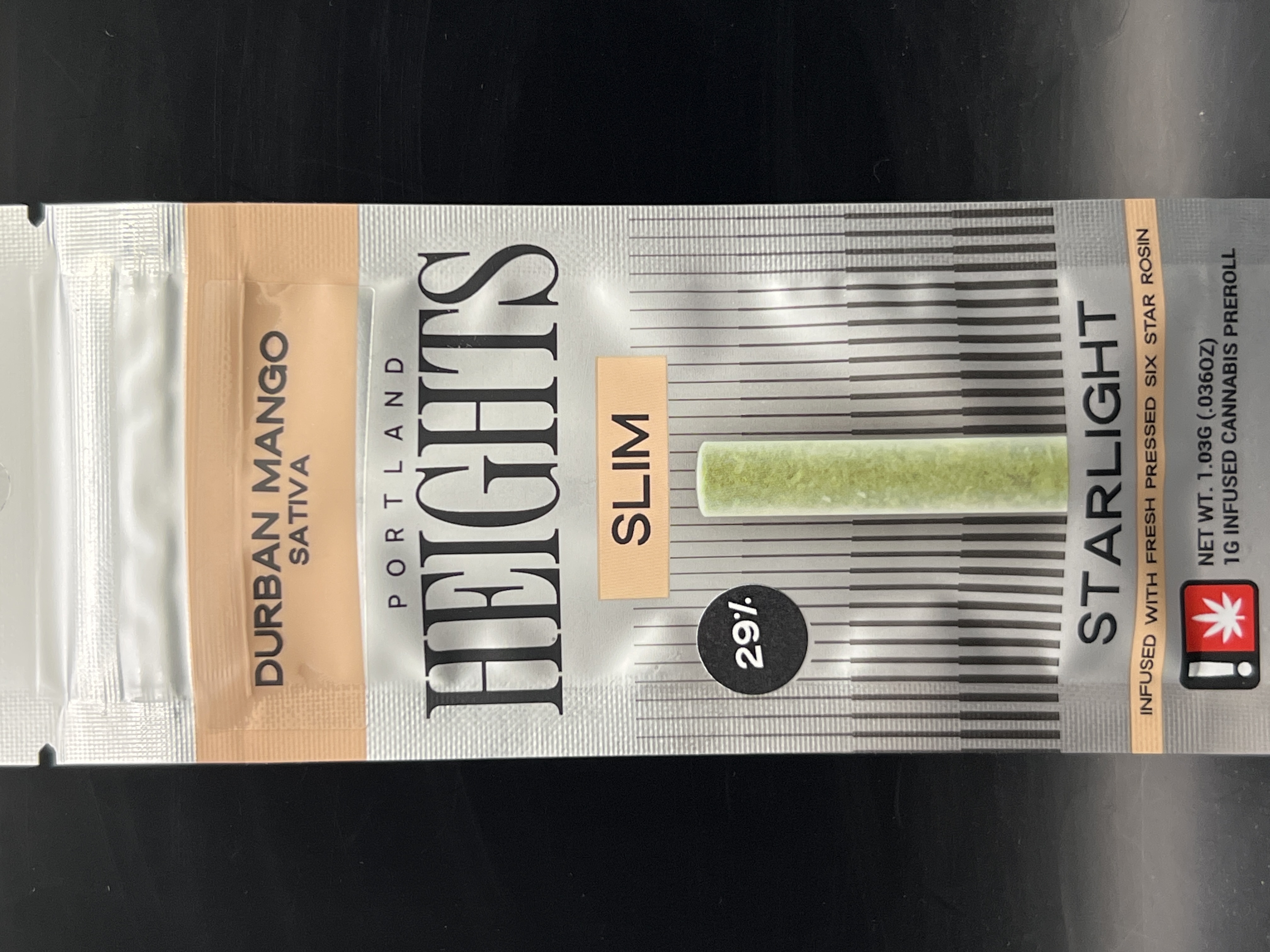 Photograph of product: Portland Heights 'Durban Mango' Starlight Slim Infused Pre-roll