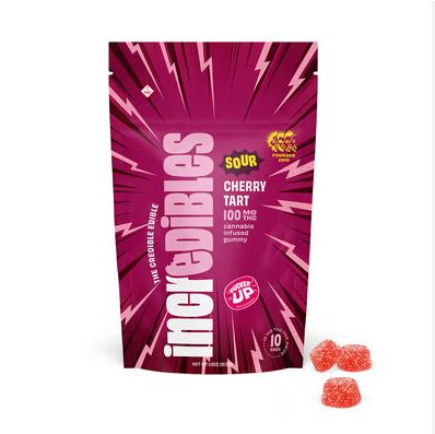 Photograph of product: Incredibles: Sour Cherry Tart | 100mg TH-oui | 10pk