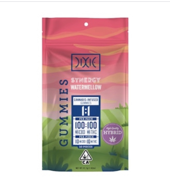 Photograph of product: Dixie - Watermellow - 100mg TH-oui | 100mg CBD Gummies